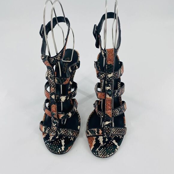 Charles by Charles David Sand Leather Snake Print Gladiator Size 7 - Picture 6 of 12